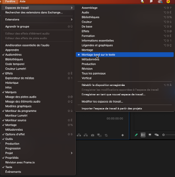 Sélection du montage basé sur le texte